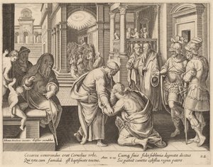 聖ペテロを崇拝するコーネリアス 作： Philip Galle after Jan van der Straet