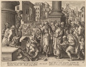 聖パウロはリストラで足の不自由な人を癒す 作： Philip Galle after Jan van der Straet