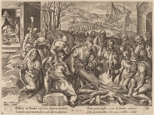 メリータ島で難破した聖パウロ 作： Philip Galle after Jan van der Straet