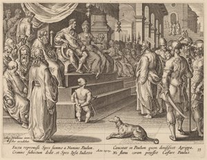 フェストゥスとアグリッパの前の聖パウロ 作： Philip Galle after Jan van der Straet