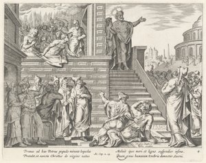 聖ペテロが人々にキリストについて語る 作： Philip Galle after Maerten van Heemskerck