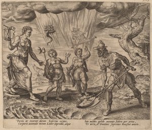 勤勉な労働者に食物と衣服を与える主 作： Philip Galle after Maerten van Heemskerck