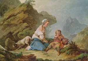 彼女の息子の飲酒を見てハガール 作： Philippe Jacques de Loutherbourg