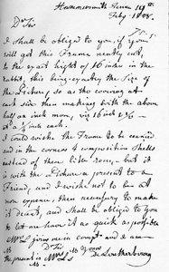 フィリップ・ジェームズ・ド・ラウテルブールからの手紙、1808年7月19日、1904年 作： Philip James de Loutherbourg
