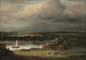 広い川の風景、カリフォルニア州。 1648-49。 作： Philip Koninck