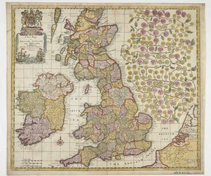 イングランドスコットランドとアイルランドの新しい地図、1690年頃（色付きの彫刻） 作： Philip Lea