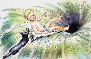チャールズ・キングズレー作「ウォーター・ベイビーズ」の挿絵「渦潮に落ちる