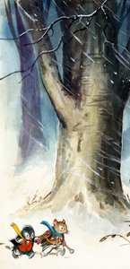 ラティとモグラ（紙にガッシュ） 作： フィリップ・メンドーサ