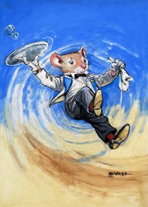 町のネズミと田舎のネズミ（紙にガッシュ） 作： フィリップ・メンドーサ