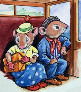 町のネズミと田舎のネズミ（紙にガッシュ） 作： フィリップ・メンドーサ