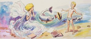 チャールズ・キングズレー作「ウォーター・ベイビーズ」（紙にグワッシュ）