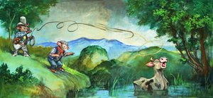 町のネズミと田舎のネズミ（紙にガッシュ） 作： フィリップ・メンドーサ