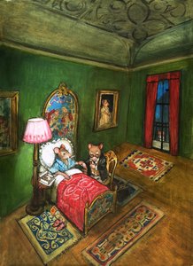町のネズミと田舎のネズミ（紙にガッシュ） 作： フィリップ・メンドーサ