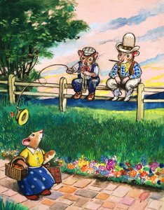 町のネズミと田舎のネズミ（紙にガッシュ） 作： フィリップ・メンドーサ