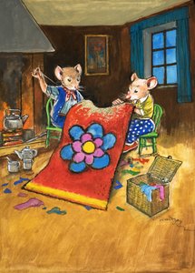 町のネズミと田舎のネズミ（紙にガッシュ） 作： フィリップ・メンドーサ