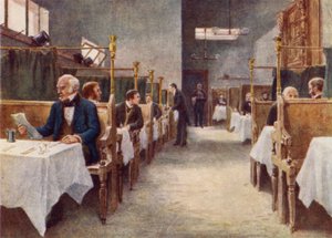 1886年に破壊されたフリートストリートのコックタバーンのダイニングルーム