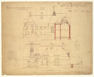 レッドハウスの標高、ベクスレーヒース（ペンとインク、紙のトイレ） 作： Philip Webb