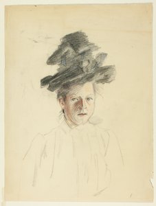 黒い帽子の女性の肖像 作： Philip William May