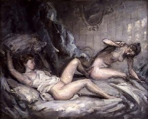 The Pillow Fight」（油彩・キャンバス） 作： Philip Wilson Steer