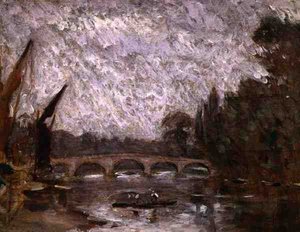 リッチモンドのテムズ川（油彩・ボード） 作： Philip Wilson Steer