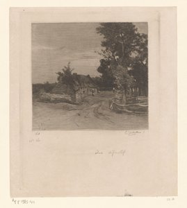 木の田舎道で農場 村（原題） 作： Philip Zilcken (signed by artist)