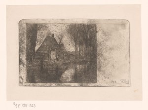 木造住宅と溝の木々 作： Philip Zilcken (signed by artist)