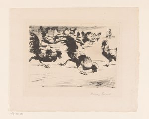 オンドリとニワトリ 作： Philipp Franck (signed by artist)