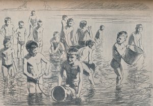 男の子の入浴、c1911 作： Philipp Franck