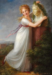 母の胸像に花を添えるアイダ 作： フィリップ・フリードリヒ・フォン・ヘッチ