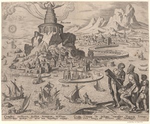 1572年のマールテンファンヘームスケルク後の世界の8番目の驚異シリーズのアレクサンドリアの灯台