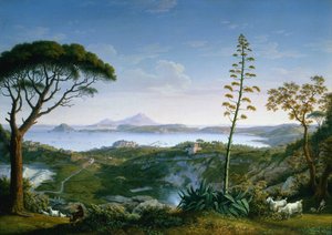 ソルファタラからのポッツオーリ湾の眺め、1803年。 作： Philipp Hackert