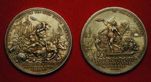 1692年のラ・ホーグの戦いを記念したメダル（金属製）（144616も参照 作： Philipp Heinrich Mueller