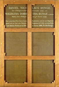 絵の裏側の碑文、「芸術家の両親」、1806 作： Philipp Otto Runge