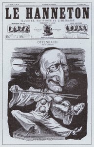 ドイツ生まれのフランス人作曲家ジャック・オッフェンバックの風刺画（リトグラフ版 作： Philippe Auguste Cattelain