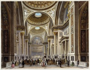マドレーヌ教会の内部-ジャコテとブノワが描いた「Promenade dans Paris et ses environs」の中で。ギヨー・フレール社