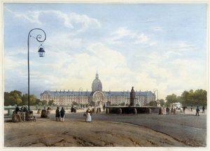 シャン・ド・マルスから見たアンヴァリッドホテル - ジャコテとブノワの『Promenade dans Paris et ses environs』（Gihaut編）による。
