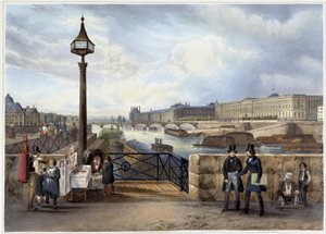 ポン・ヌフから撮影されたルーヴル美術館（1840年頃、ジャコテとブノワの設計による「パリとその周辺の散歩道」より 作： Philippe Benoist