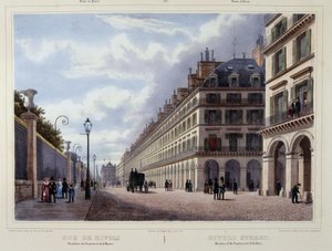 リヴォリ通り - Jacottet et Benoist編『Promenade dans Paris et ses environs』所収。Gihaut 作： Philippe Benoist