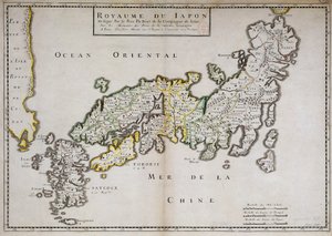 イエズス会士でフランス人学者のフィリップ・ブリエ神父 (1601-1668) が作成した日本の地図。 パリ、NL 作： Philippe Briet