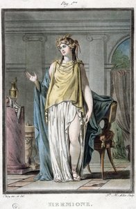 ハーマイオニー、ピエールミシェルアリックス（1762-1817）1802によって彫刻された「すべての国の衣装と劇場に関する研究」からの、Jean Racineによる「アンドロマケ」の衣装 作： Philippe Chery