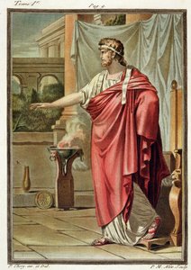 ピレ・ミシェル・アリックス（1762-1817）1802によって刻まれた「民族衣装と演劇の研究」のボリュームIのジャン・ラシーヌによる「アンドロマケ」の衣装、ピュロス 作： Philippe Chery