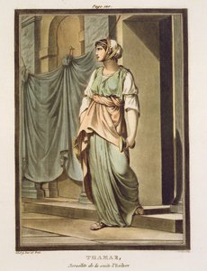 エスター王朝のイスラエル人タマール、「民族衣装と演劇の研究」第1巻、1802年、Jean Racineによる「Esther」の衣装。 作： Philippe Chery