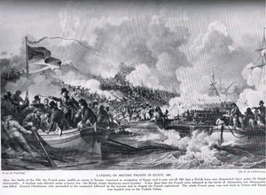 1801年のエジプトでのイギリス軍の上陸、「ハッチンソンの国家の歴史」の図解 作： Philippe Jacques de Loutherbourg