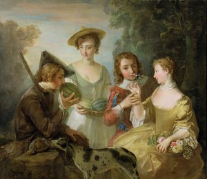 匂いの感覚、c.1744-47（キャンバスに油彩）（129302と129303も参照） 作： Philippe Mercier