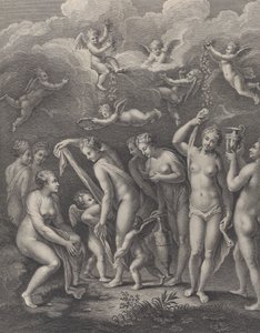 ヘラ、アフロディーテ、アテナは、P... の前で美を競う準備をしています。 1729-40。 作： Philippe Simonneau