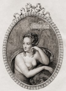 フランス国王アンリ2世のフランス人愛人：ダイアンドポワチエ（1499〜1566） 作： Philippe after Mercier