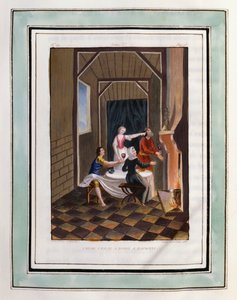 ダフニスに飲み物を注ぐクロエ。フィリップ・オルレアン（1674-1723）作、ロングス作『ダフニスとクロエの愛の牧歌』 - 1787年版『ダフニスとクロエの愛の牧歌』挿絵 - 『ダフニの愛の牧歌』挿絵 作： Philippe d