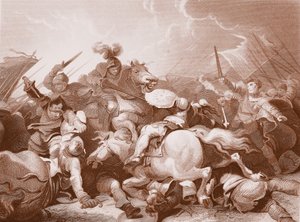 ボズワース・フィールドの戦い」 A.H.ペインの刻印（リトグラフ 作： Philippe de (after) Loutherbourg