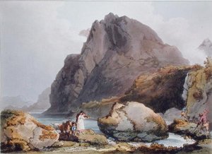 1805年に出版された「The Romantic Picturesque Scenery of England and Wales」のLlyn Ogween（カラー彫刻）。 作： Philippe de (after) Loutherbourg