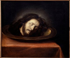 平皿に乗せられた聖ジャン・バプティストの頭部 フィリップ・ド・シャンパーニュ（1602-1674）の流派の絵画 17世紀。Magny les Hameaux, Musee de Port Royal des Champs - 大皿に載せられた洗礼者聖ヨハネの頭部。フィリップの流派による絵画